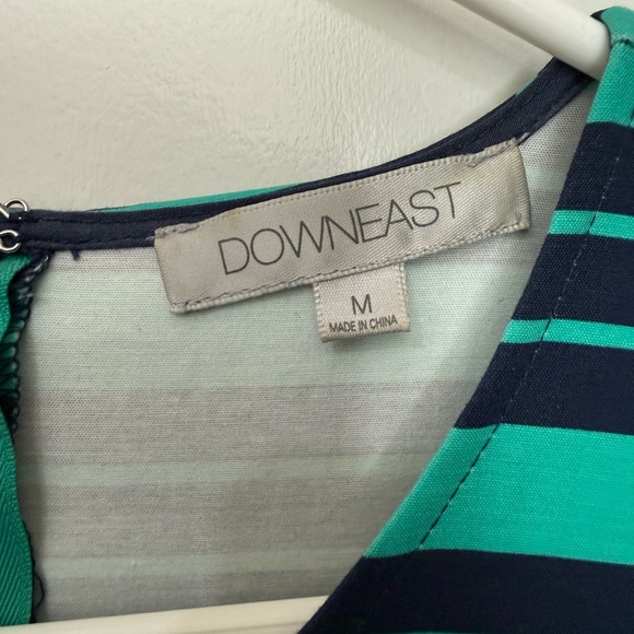 DownEast Teal and Navy Striped Dress with Pockets - Picture 2 of 3